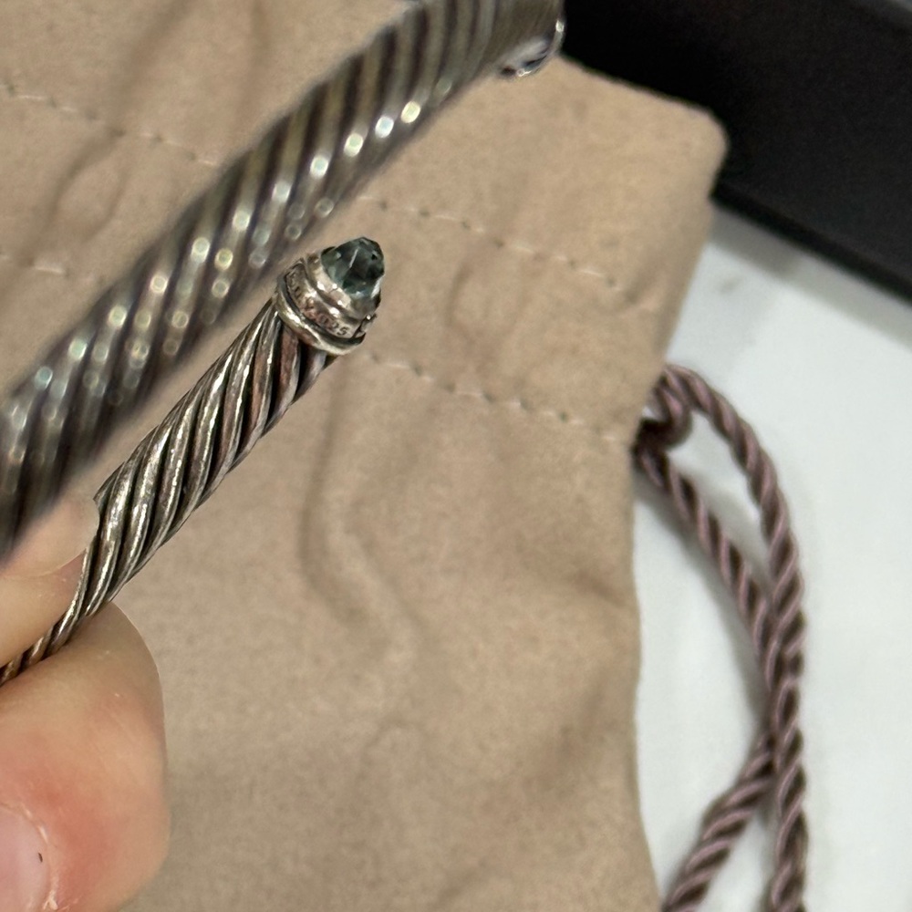 David Yurman Silver Cable Bracelet with Light Blue Accents - Picture 5 of 5